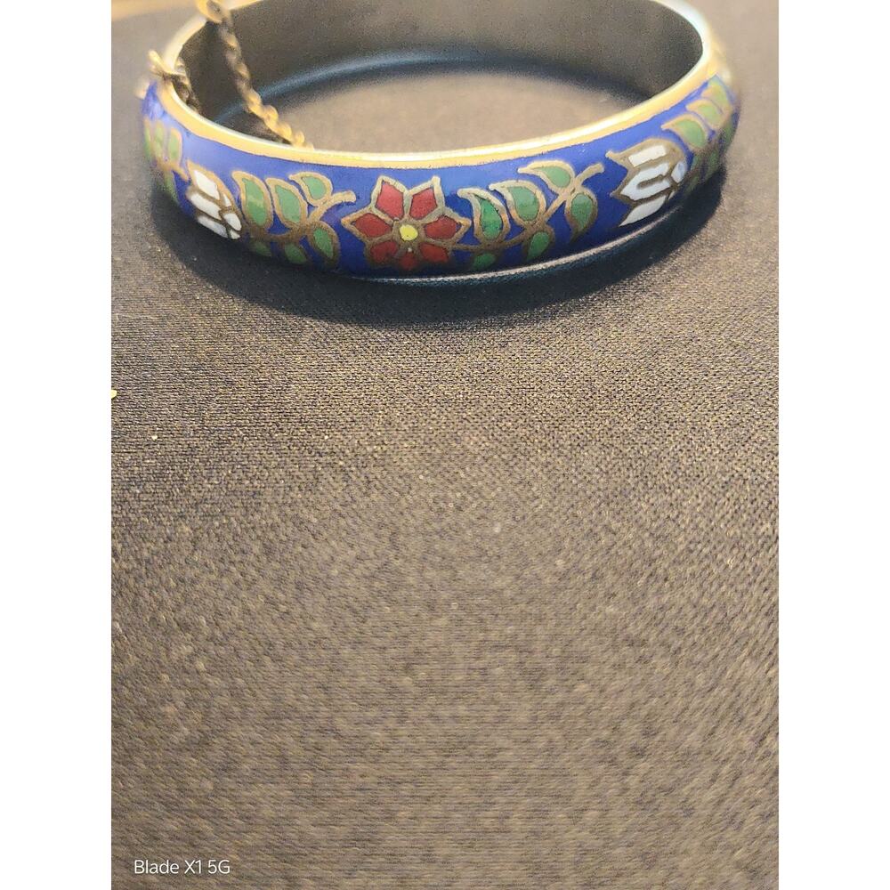 Vintage Thailand Cloisonne Hinged Bracelet